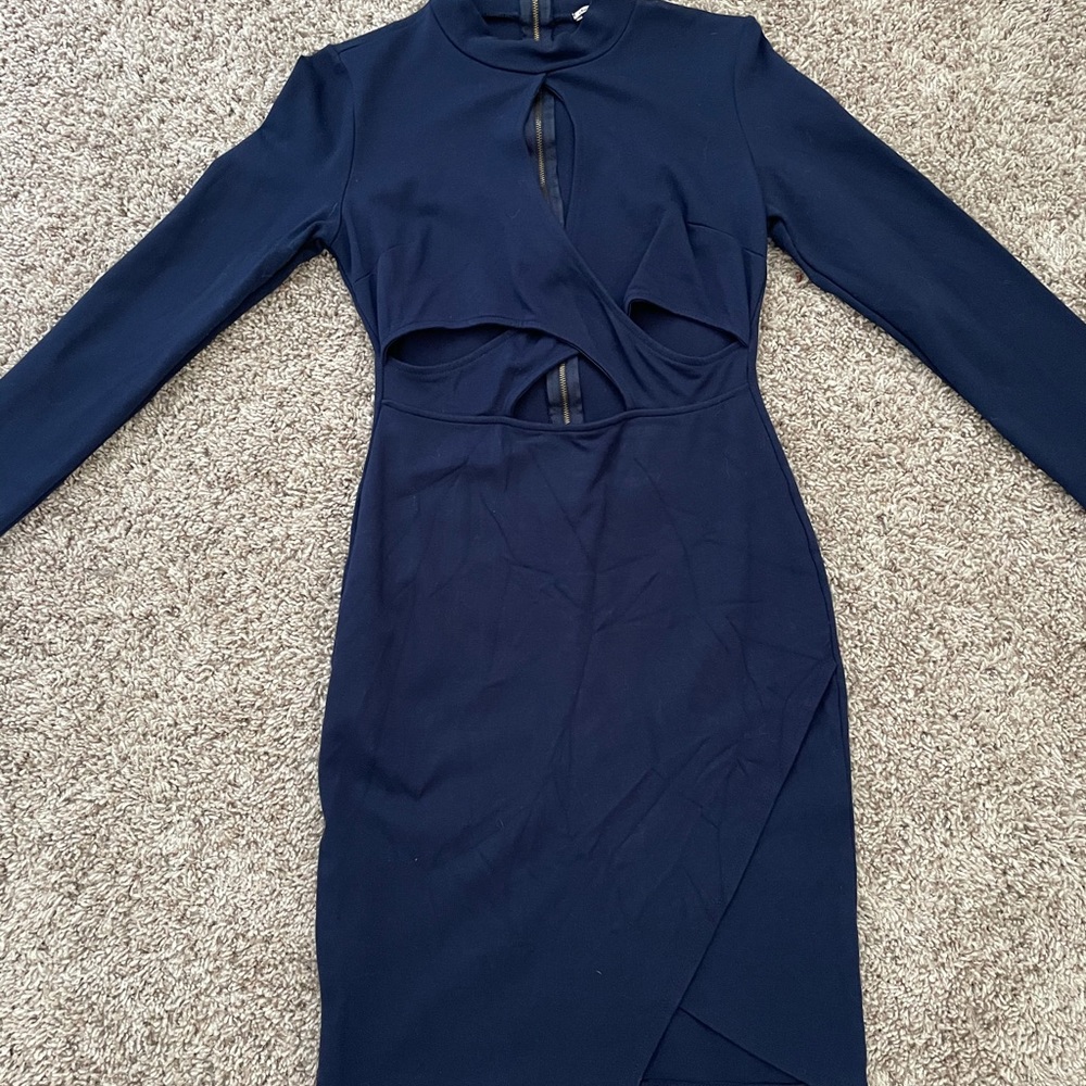 Sexy blue cut out dress